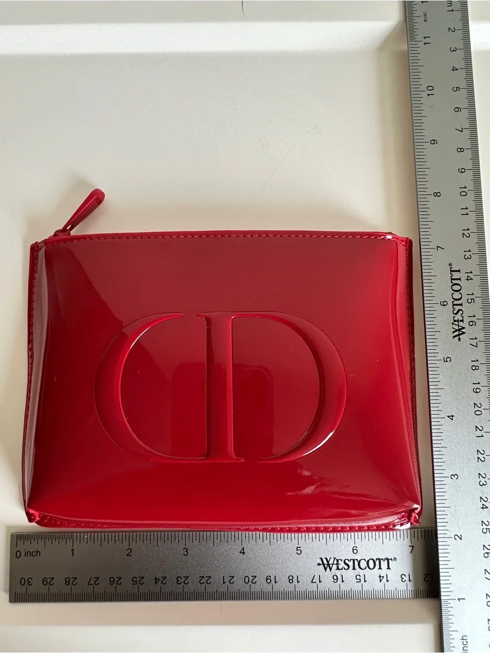 NEW DIOR Red Patent Zippered Makeup Bag Pouch GWP
